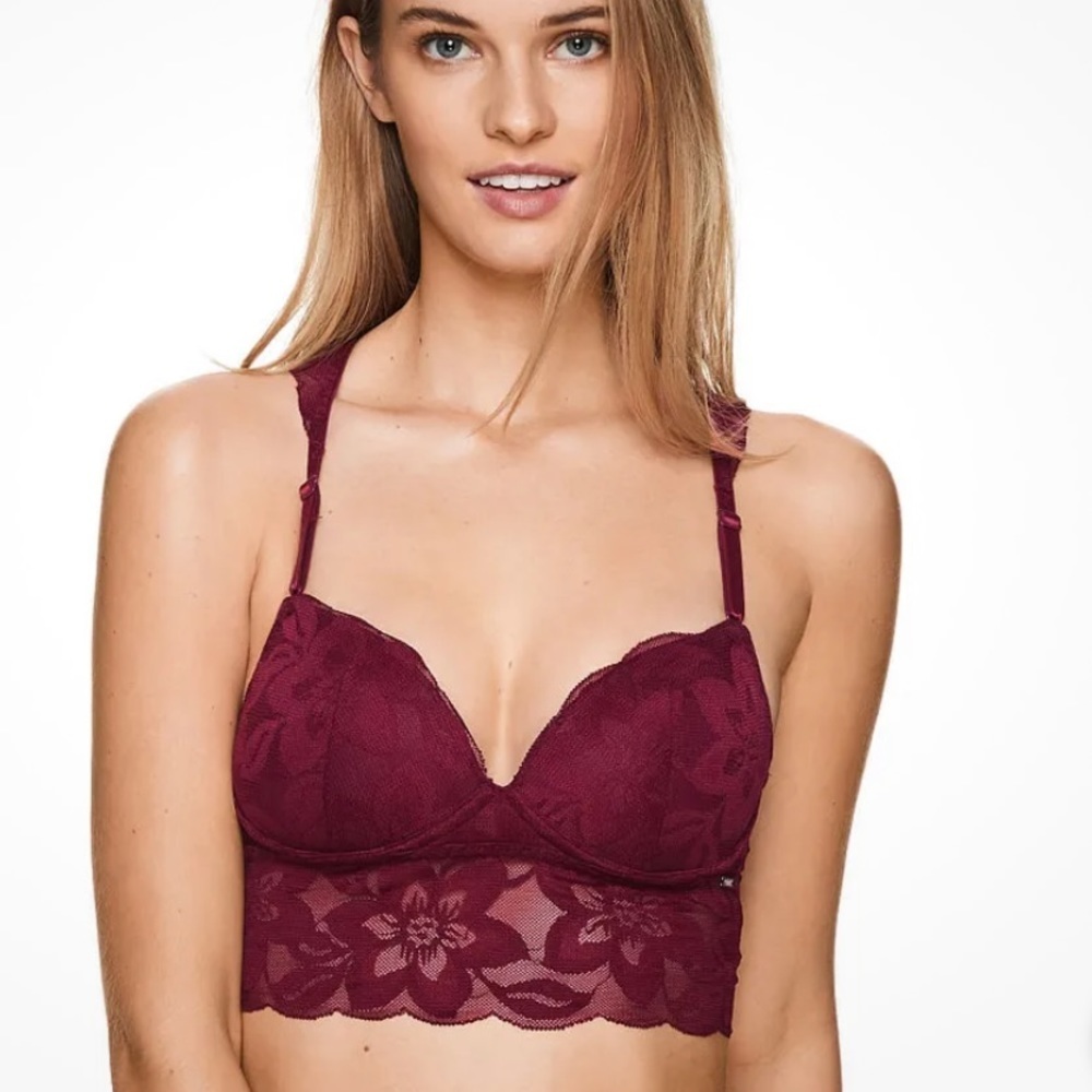 PINK Victorias Secret red push up  lace bra